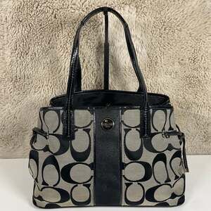 Coach Signature Taylor Tote Black and Grey Jacquard